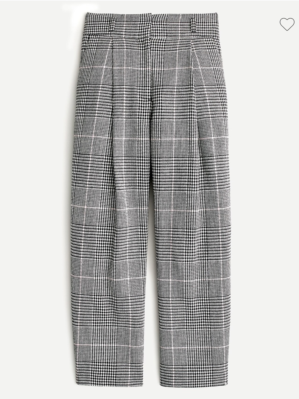 High-Waist Black & White Glen Plaid Wide-Leg Trousers